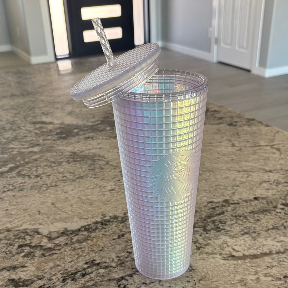 Starbucks Holographic Grid Tumbler with Straw
